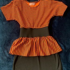 Classmate fashions orange and black striped dress